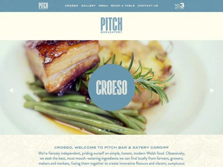 Thumbnail of the Pitch bar & eatery website.